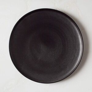 (4) CB2 Dolce Black Terra Cotta Semi-Matte 11" Dinner Plates Crate Barrel Modern